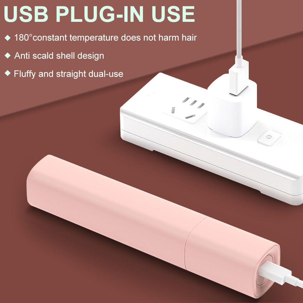 Bewegen USB Klein Haarglätter Rose, Tragbares Mini Glätteisen, Dual Use Reise Glätteisen Locken und