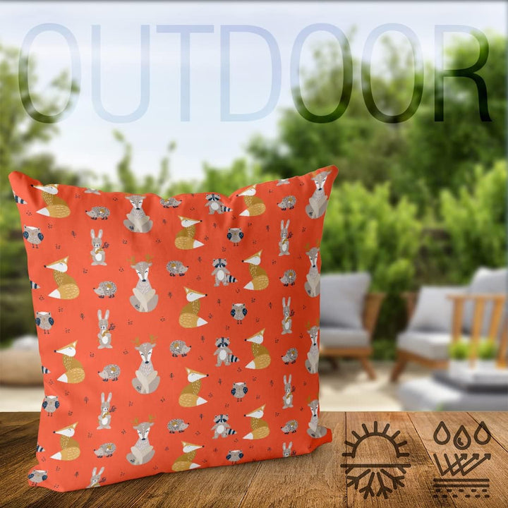 VOID Tiere des Waldes orange Kissenbezug Kissenhülle Sofakissen Kissen Deko Outdoor-Kissen Dekokisse
