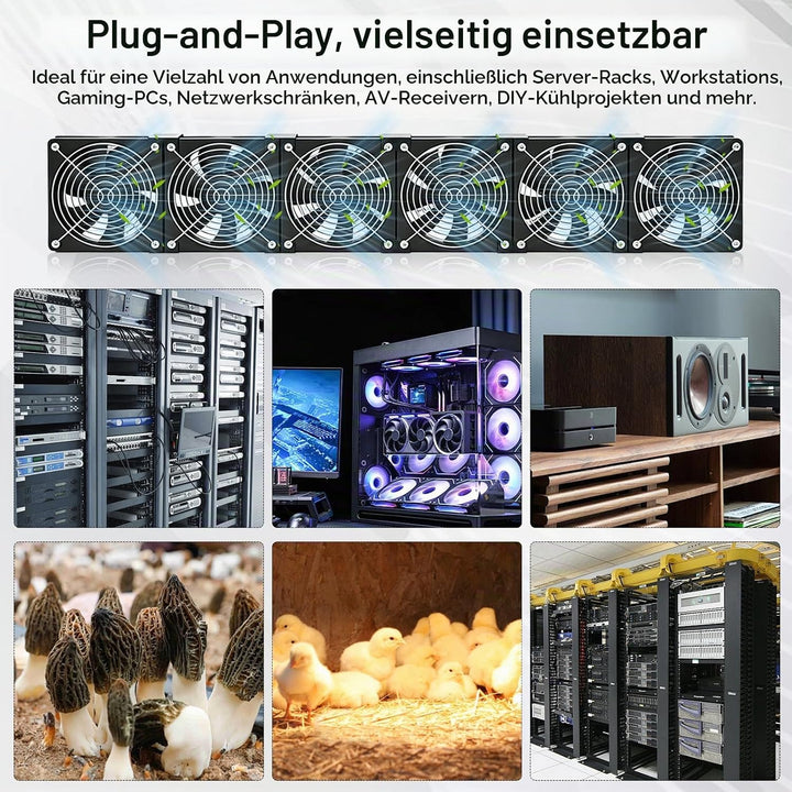 Lüfter, 120mm Gehäuselüfter 230V mit Drehzahlregler und Netzstecker Gehäuse Lüfter 3000 U/min Kühler
