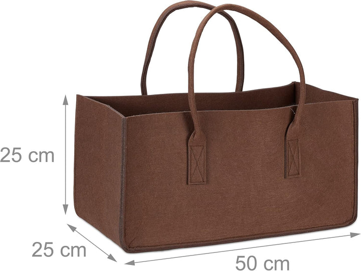 Relaxdays 4 x Kaminholztasche aus Filz, tragbarer Feuerholzkorb, Faltbarer Zeitungshalter HxBxT: 25
