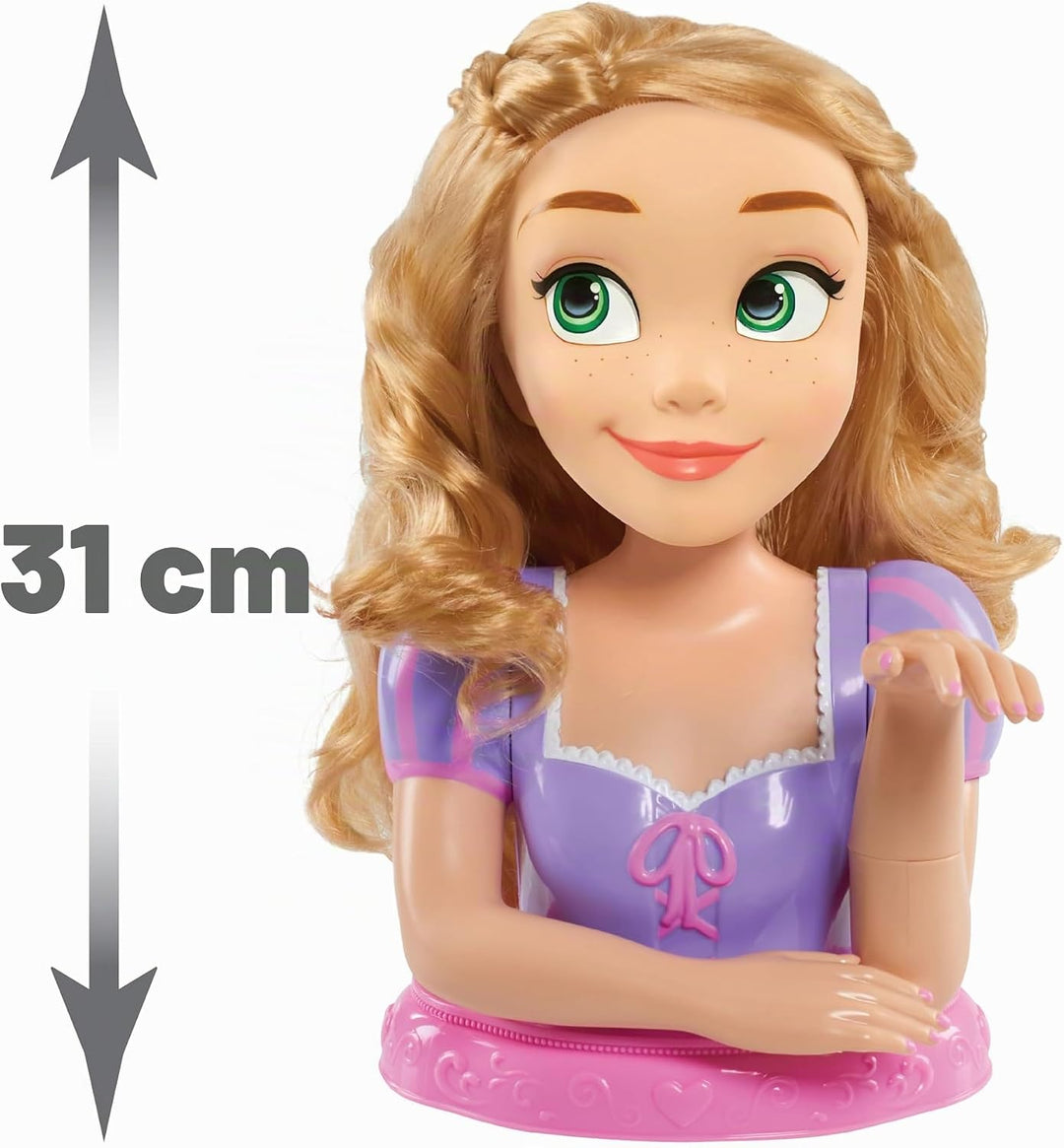 Just Play Disney Princess Deluxe-Frisierkopf Rapunzel mit Zubehör, 30,5 cm, 13-teilig, Kinderspielze