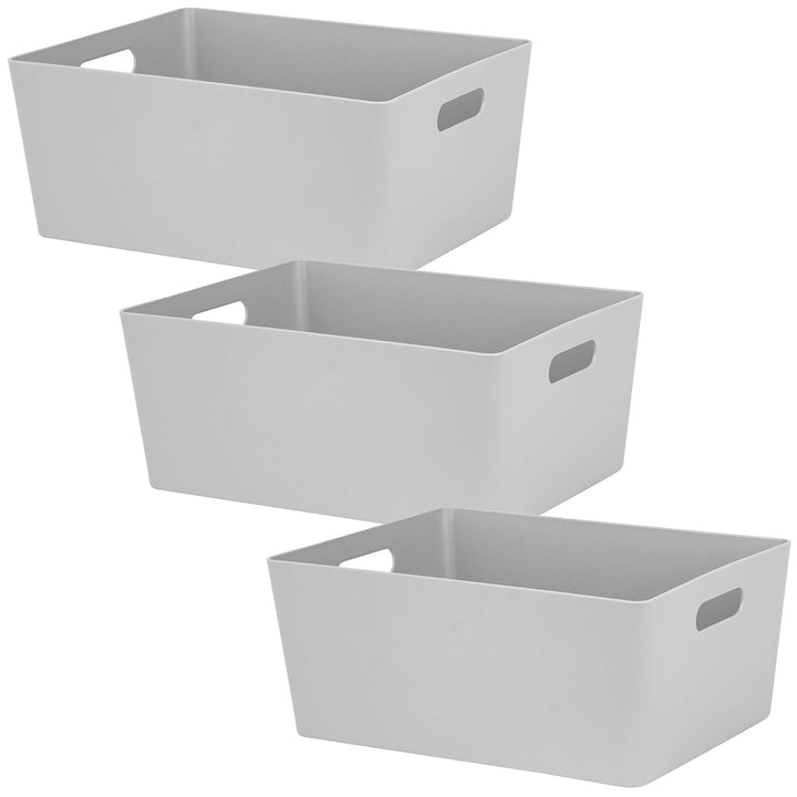 3x Ordnungsboxen - 15cm hoch - GRAU - 35x26x15cm - 11,5 Liter - DINA4 - Ordnungskorb - Schubladenorg