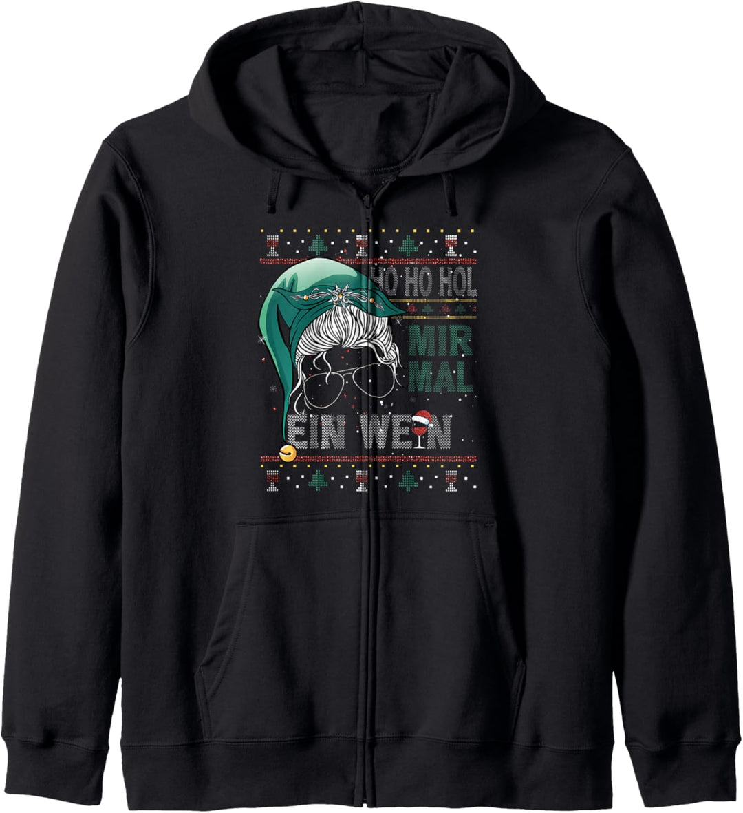 Lustiges Ho Ho Hol Mir Mal Ein Wein Ugly Christmas Sweater Kapuzenjacke