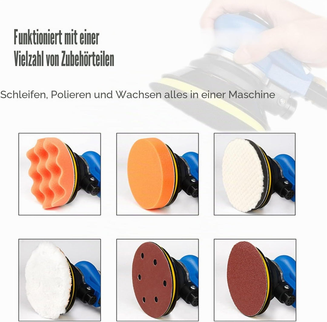 Staubfrei Exzenterschleifer Druckluft 125mm, Multischleifmaschine mit Staubsammler, professionelle P