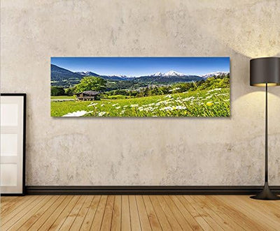 islandburner Bild Bilder auf Leinwand Alpenwiese Alpen Bayern Panorama XXL Poster Leinwandbild Wandb