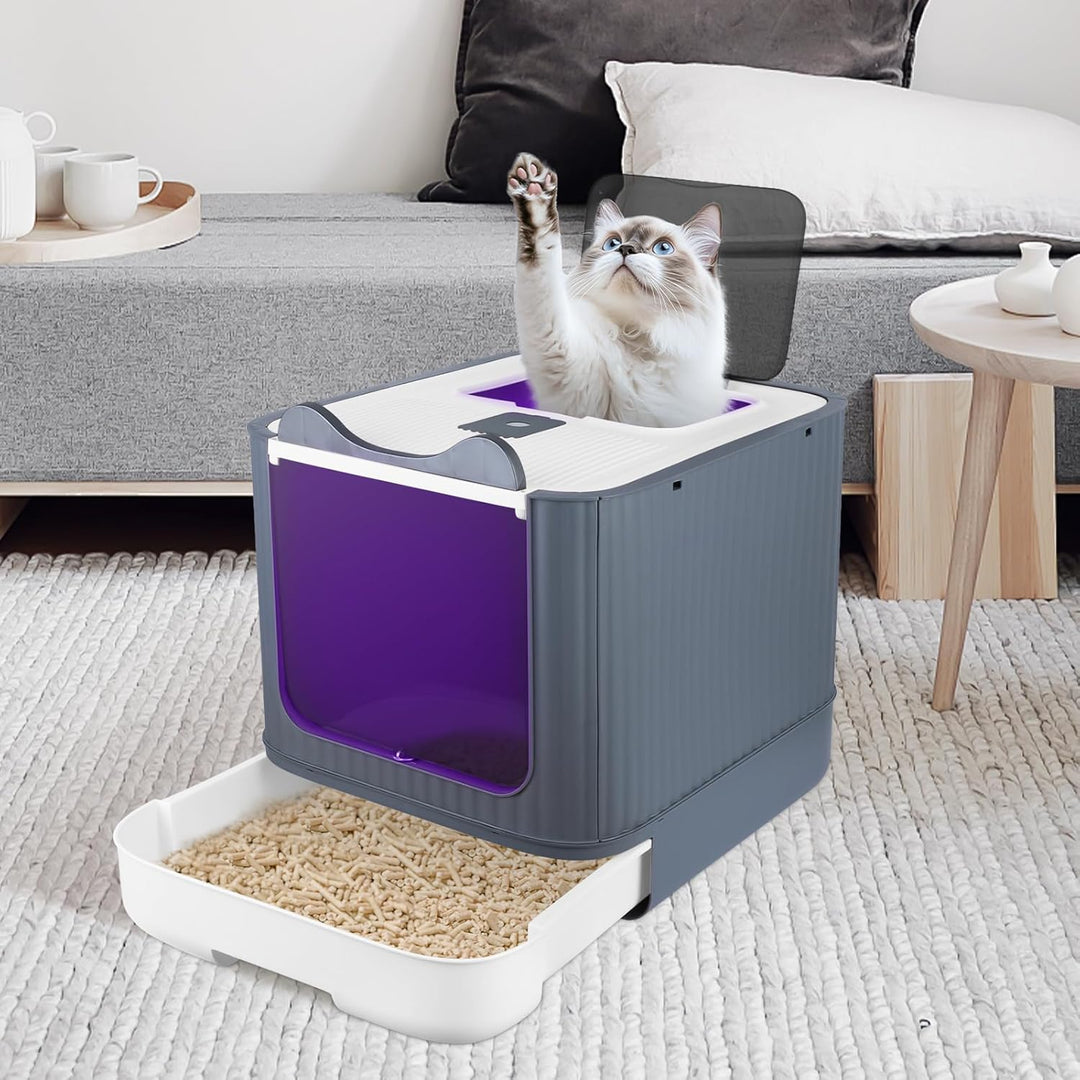 OHMG Selbstreinigende Katzentoilette,Katzenklo Selbstreinigend,Geruchsbeseitigung,Geschlossen Grosse