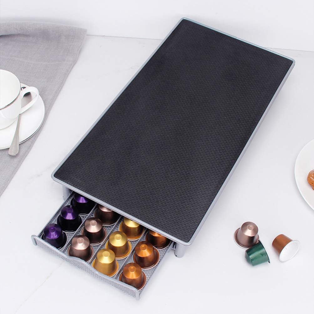 Hemoton 40 Dolce Gusto Kaffeepad-Kapselhalter - Organizer für Schiebeschubladen mit Edelstahlgitter