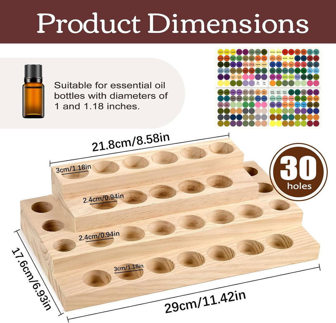Ätherisches Öl Display Ständer, 30 Löcher Aromatherapie Öle Hölzern Tragen Gestell Halter Organisato