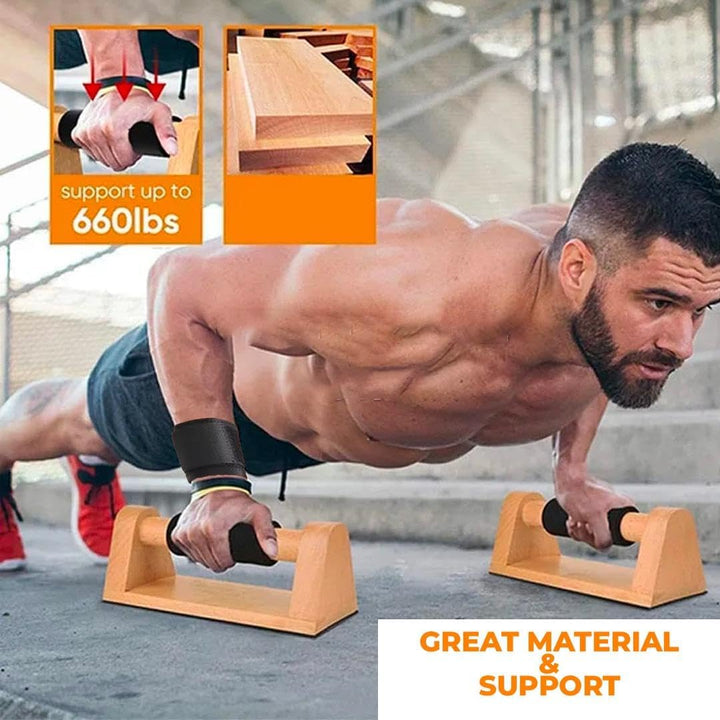 Aka & Lou 2 Push up bars aus Buchenholz, Parallettes calisthenics Griffe für Muskelaufbau, home fitn