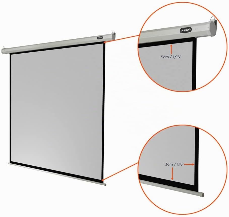 celexon Economy Motor-Leinwand 65" | 120x120 cm 1:1 | elektrische 4K,Full-HD Beamer-Leinwand für Bür