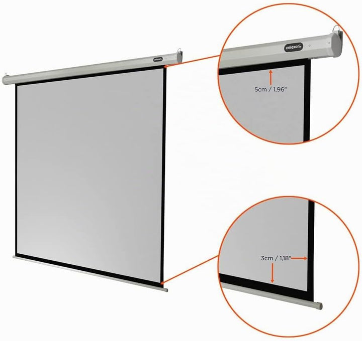 celexon Economy Motor-Leinwand 65" | 120x120 cm 1:1 | elektrische 4K,Full-HD Beamer-Leinwand für Bür