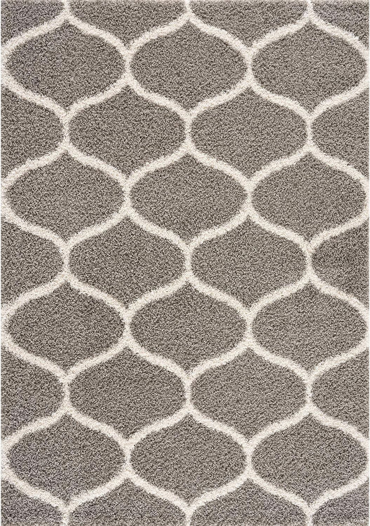 SANAT Madrid Shaggy Teppich - Hochflor Teppiche für Wohnzimmer, Schlafzimmer, Küche - Morocco Grau,
