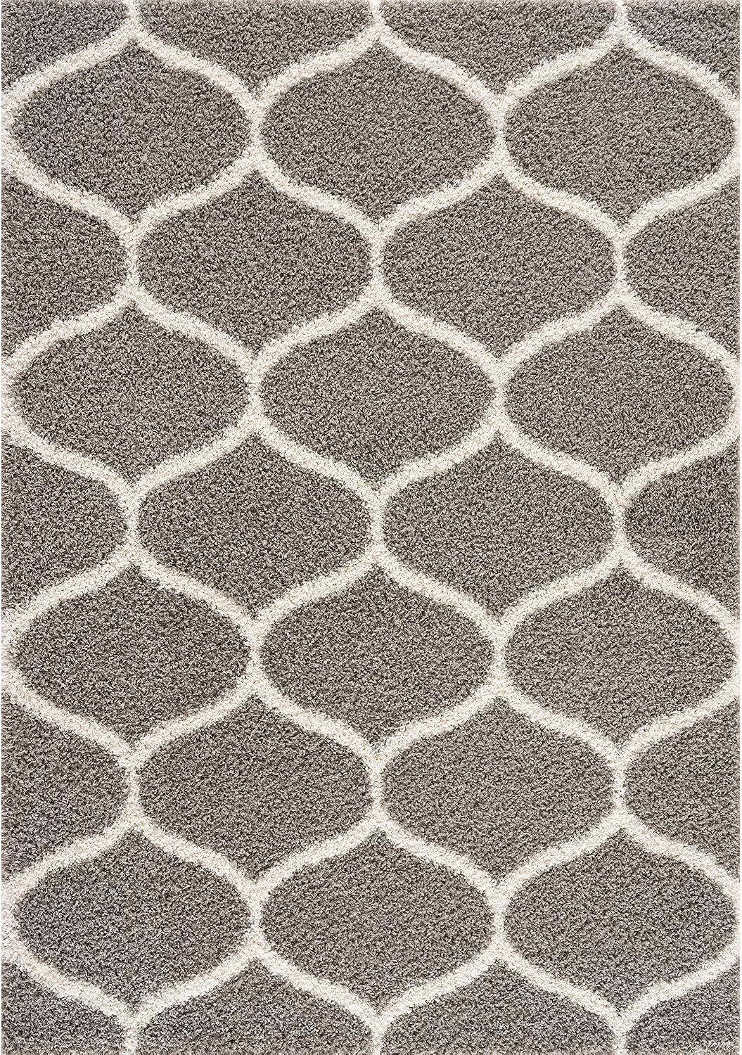 SANAT Madrid Shaggy Teppich - Hochflor Teppiche für Wohnzimmer, Schlafzimmer, Küche - Morocco Grau,