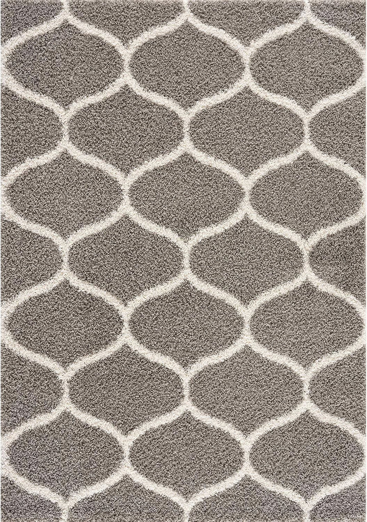 SANAT Madrid Shaggy Teppich - Hochflor Teppiche für Wohnzimmer, Schlafzimmer, Küche - Morocco Grau,