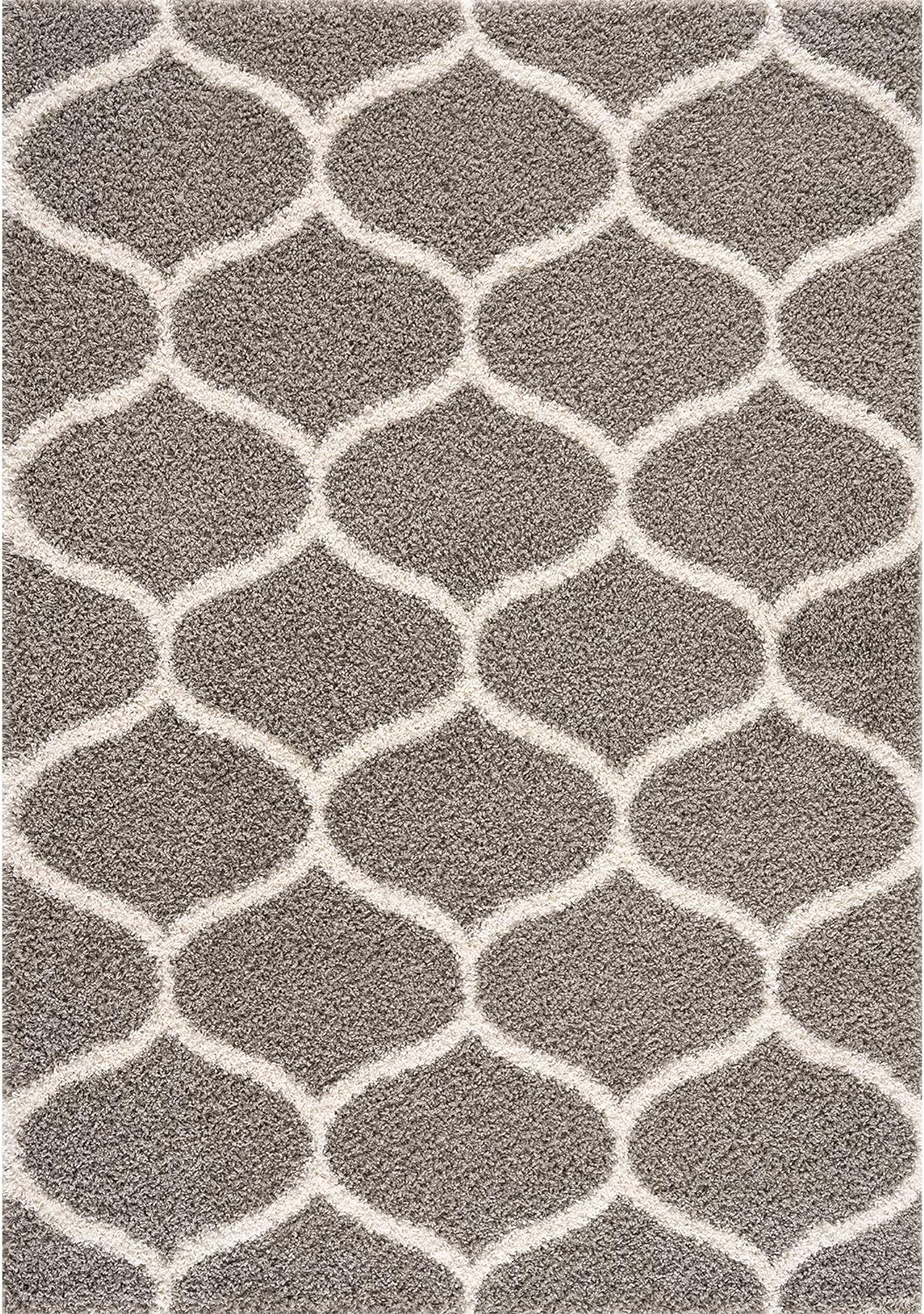 SANAT Madrid Shaggy Teppich - Hochflor Teppiche für Wohnzimmer, Schlafzimmer, Küche - Morocco Grau,