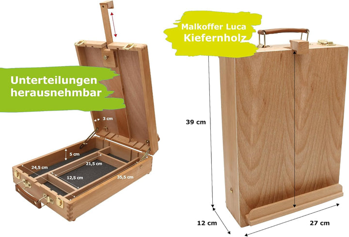 Paintersisters XL-TISCHSTAFFELEI + MALSET „Riva“ 35-teilig mit Acrylfarben, Pinselset + 2X Keilrahme