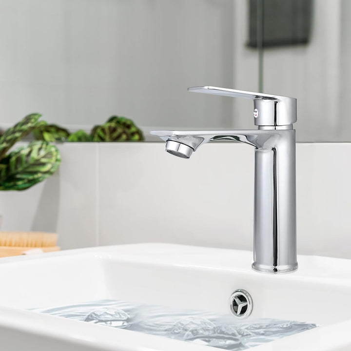 Cieex Wasserhahn Bad Wasserhahn Waschbecken Wasserhahn mit Anschlussschläuchen Waschbecken Chrom Was