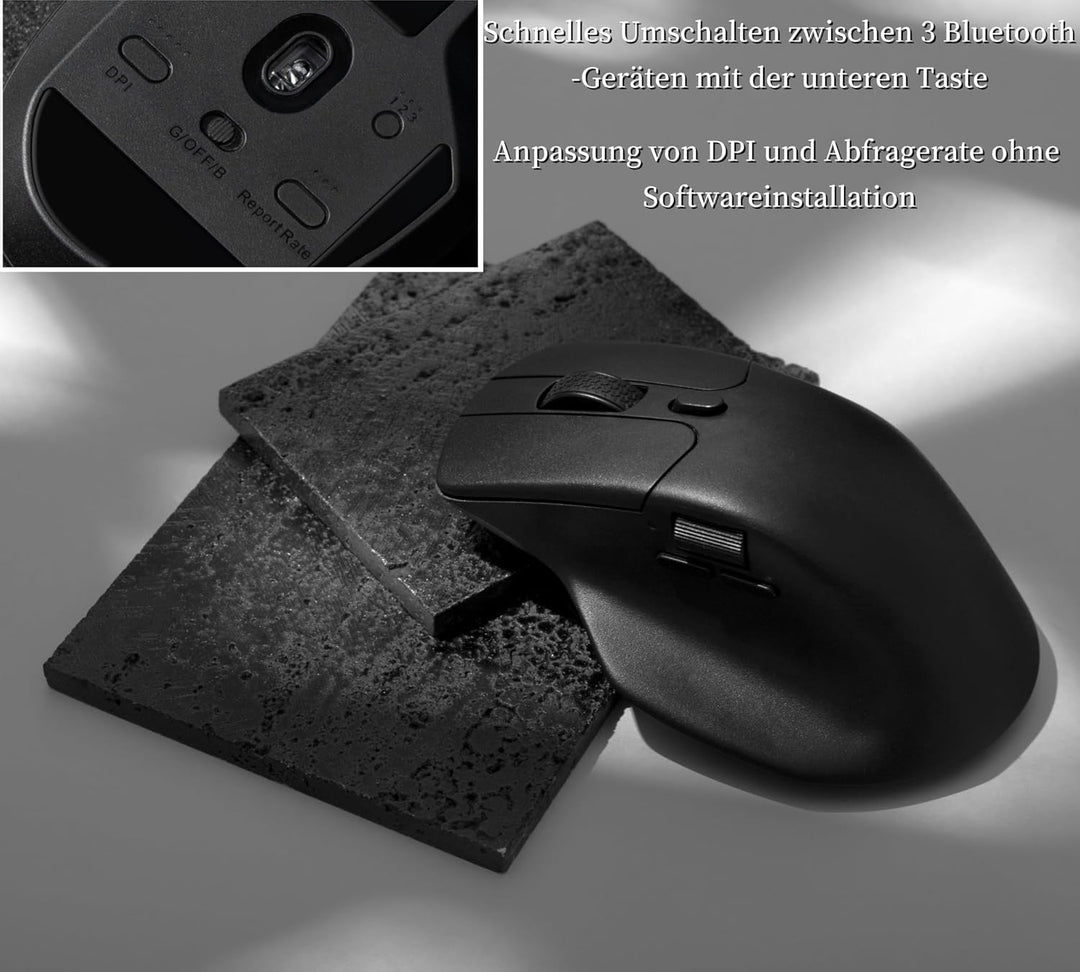 Keychron M6 Wireless Bluetooth/2.4 GHz/Kabelgebundene Optische Maus,1000Hz Leichtgewicht 78g Program