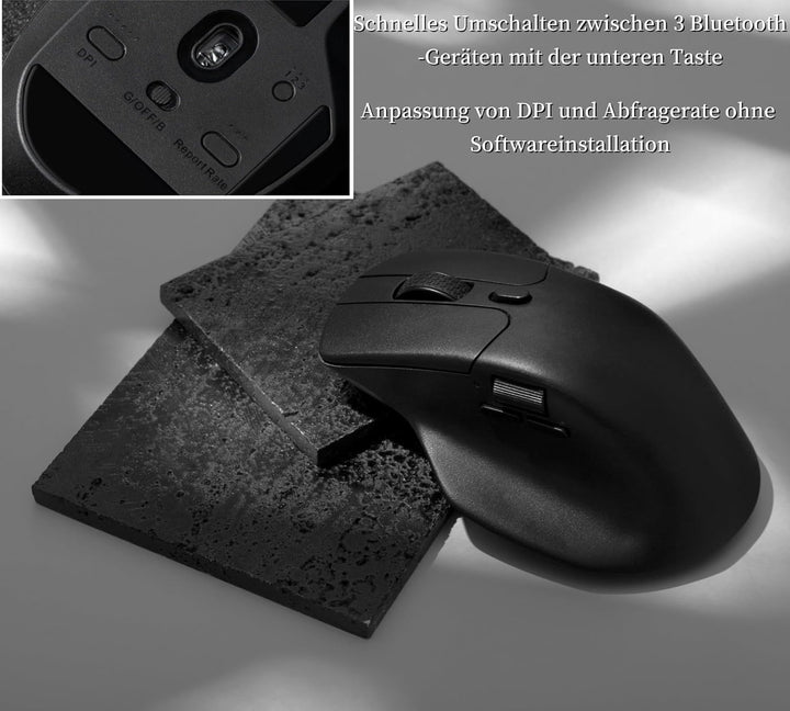 Keychron M6 Wireless Bluetooth/2.4 GHz/Kabelgebundene Optische Maus,1000Hz Leichtgewicht 78g Program