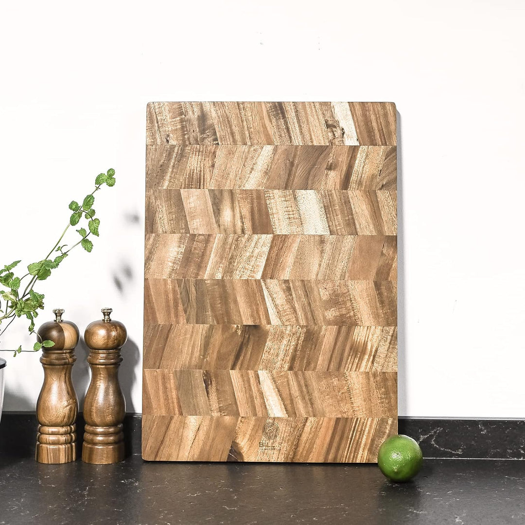 BILL.F Holz Schneidebrett, Acacia Holz Schneidebrett für Küche,Multifunktionales küchenbrett, servie