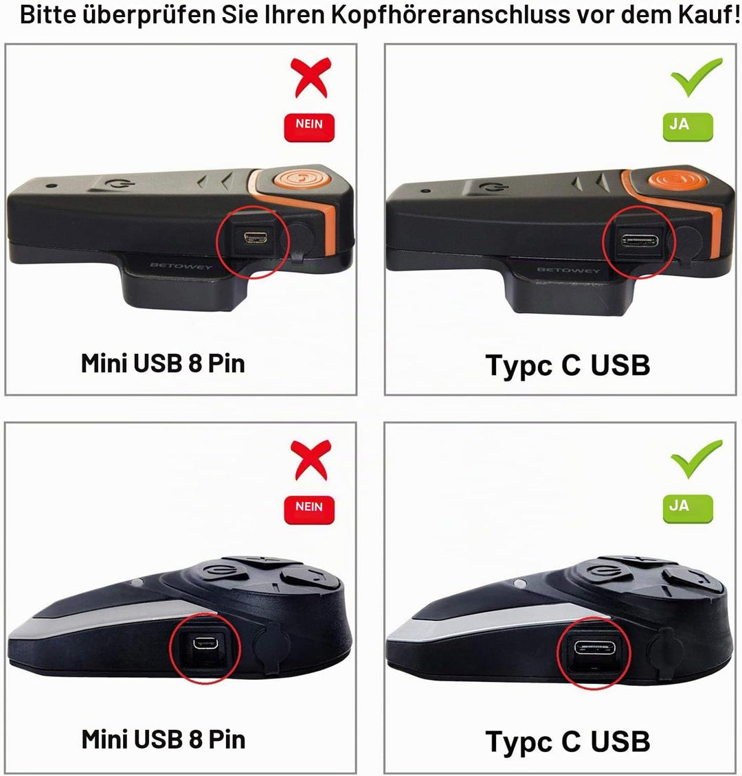 USB Typ C Mikrofon und Kopfhörer für Motorrad Headset Bluetooth Kommunikationssystem BT-S2 und BT-S3