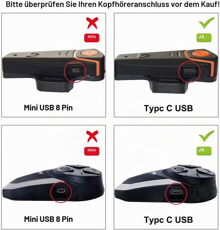 USB Typ C Mikrofon und Kopfhörer für Motorrad Headset Bluetooth Kommunikationssystem BT-S2 und BT-S3