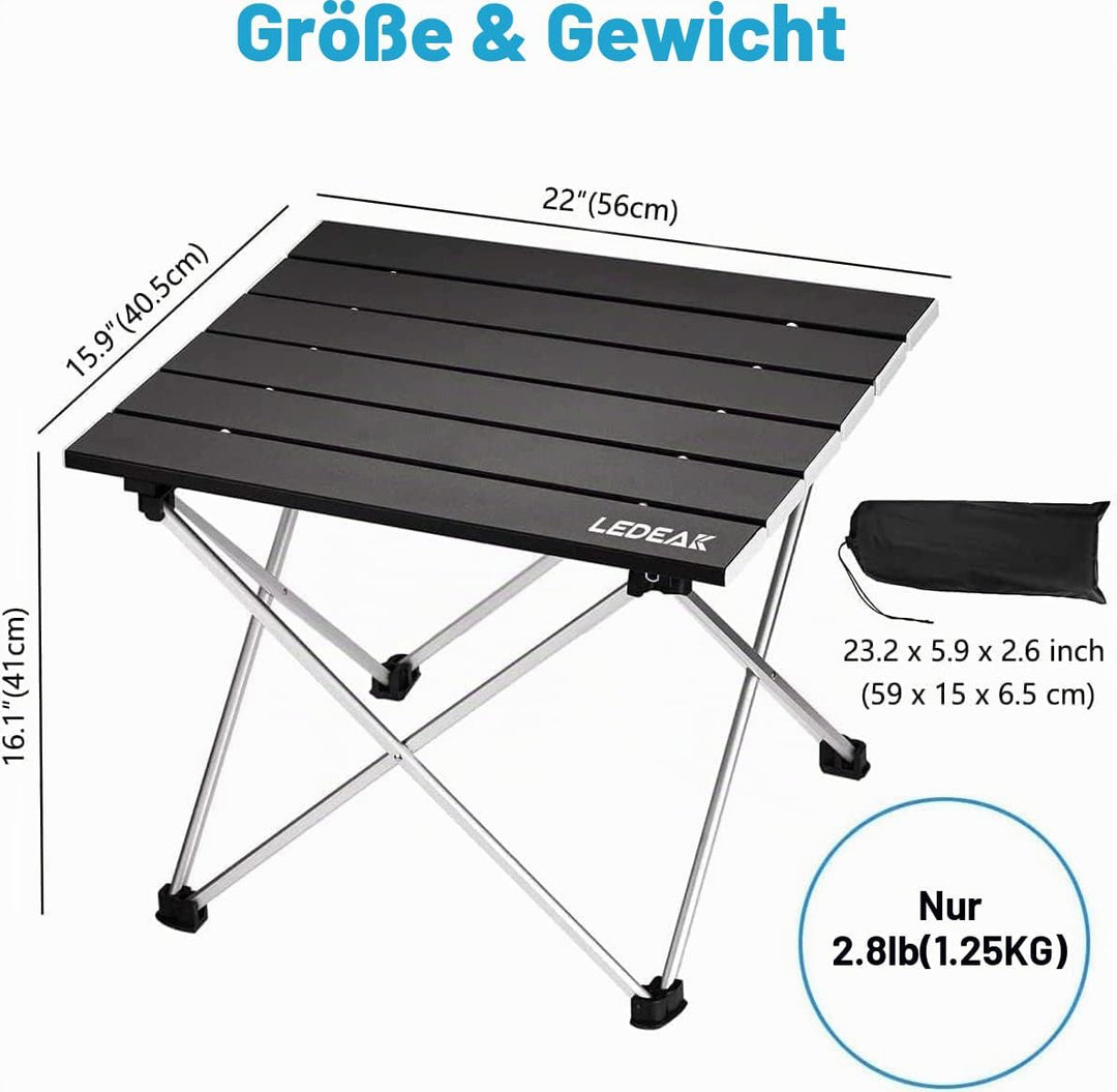 Ledeak Tragbar Klapptisch, Aluminium Campingtisch Ultra Leichte mit Tasche, Leicht zu tragen, klappb
