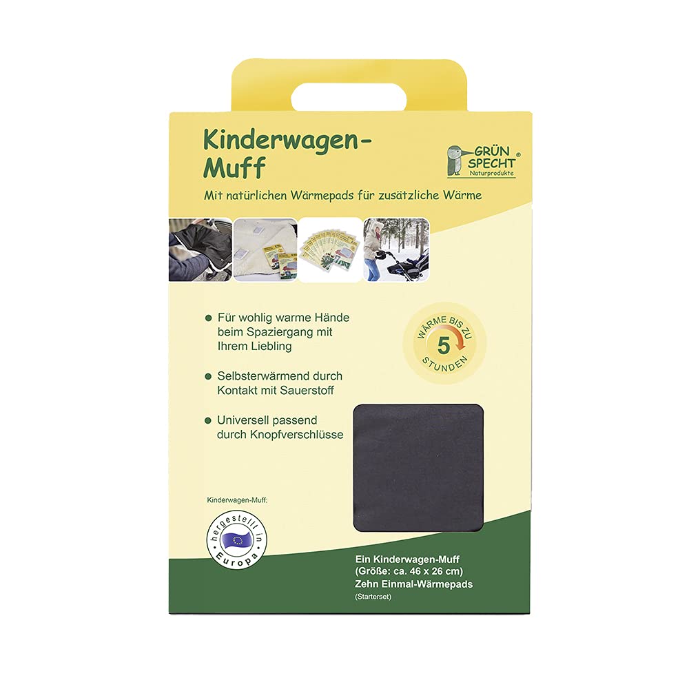 GRÜNSPECHT Kinderwagen-Muff, Handmuff aus 100% Baumwolle (kbA), imprägnierte Aussenseite, wasserdich