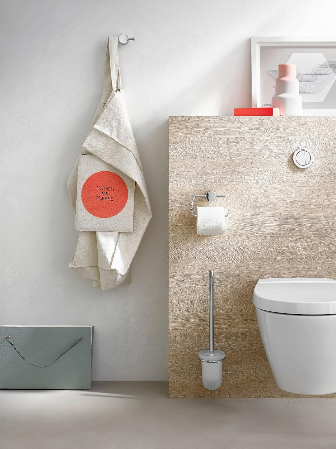 Emco Rondo 2 Toilettenbürsten-Garnitur, Glas satiniert-chrom, Toilettenbürste mit Bürstenhalter, Wan