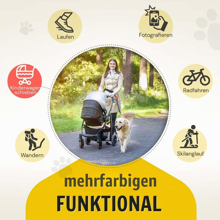 Joggingleine | Premium Hundeleine 120cm Bis 170cm | Elastisch Reflektierend Reissfest Gepolsterter B