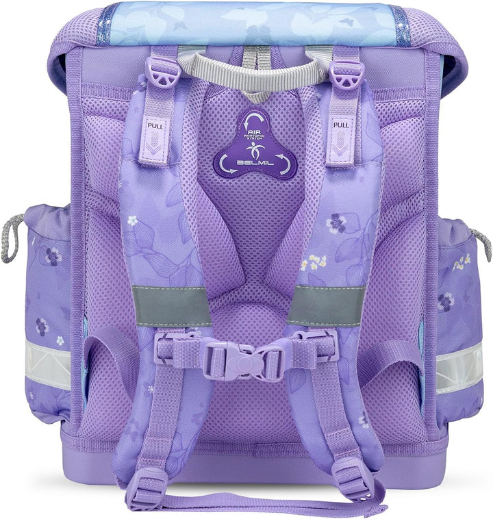 Belmil Classy Schulranzen Set 4 - teilig (403-13/AG/S) M Purple Blue Butterfly, M Purple Blue Butter