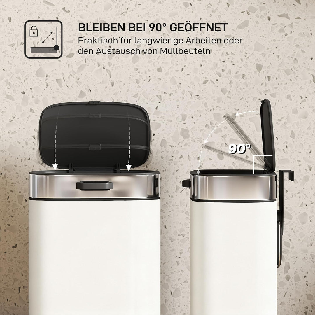 HOMCOM Mülleimer Hängend 5 L Treteimer mit Druck-Öffnen Feststelldeckel Abfalleimer inkl. abnehmbar