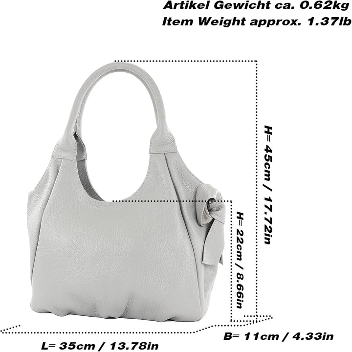 modamoda de - IT28 - ital Damen Schultertasche aus Leder Cognac/Leder, Cognac/Leder