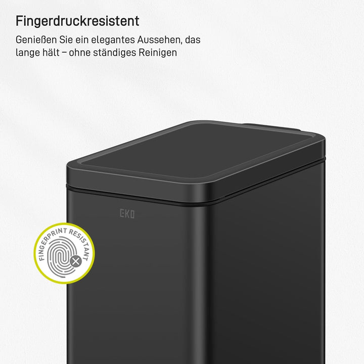 EKO Stella Mülleimer Bad 10L, Kleiner Abfalleimer fürs Badezimmer mit Soft-Close-Deckel, fingerabdru