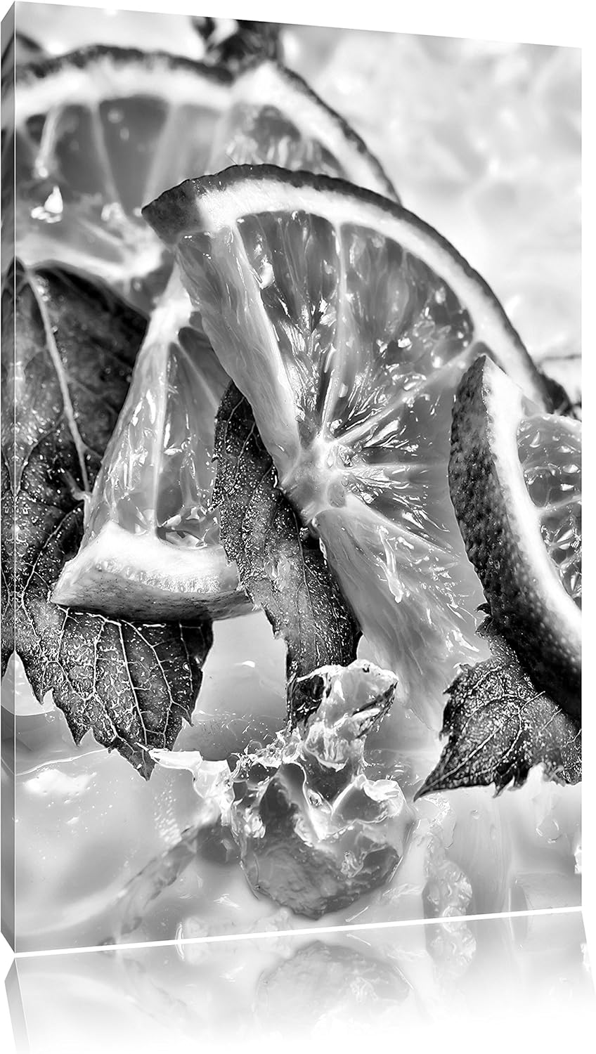 Pixxprint Limetten und Minze im EIS/Format: 100x70cm / Leinwandbild fertig bespannt Wandbild Kunstdr