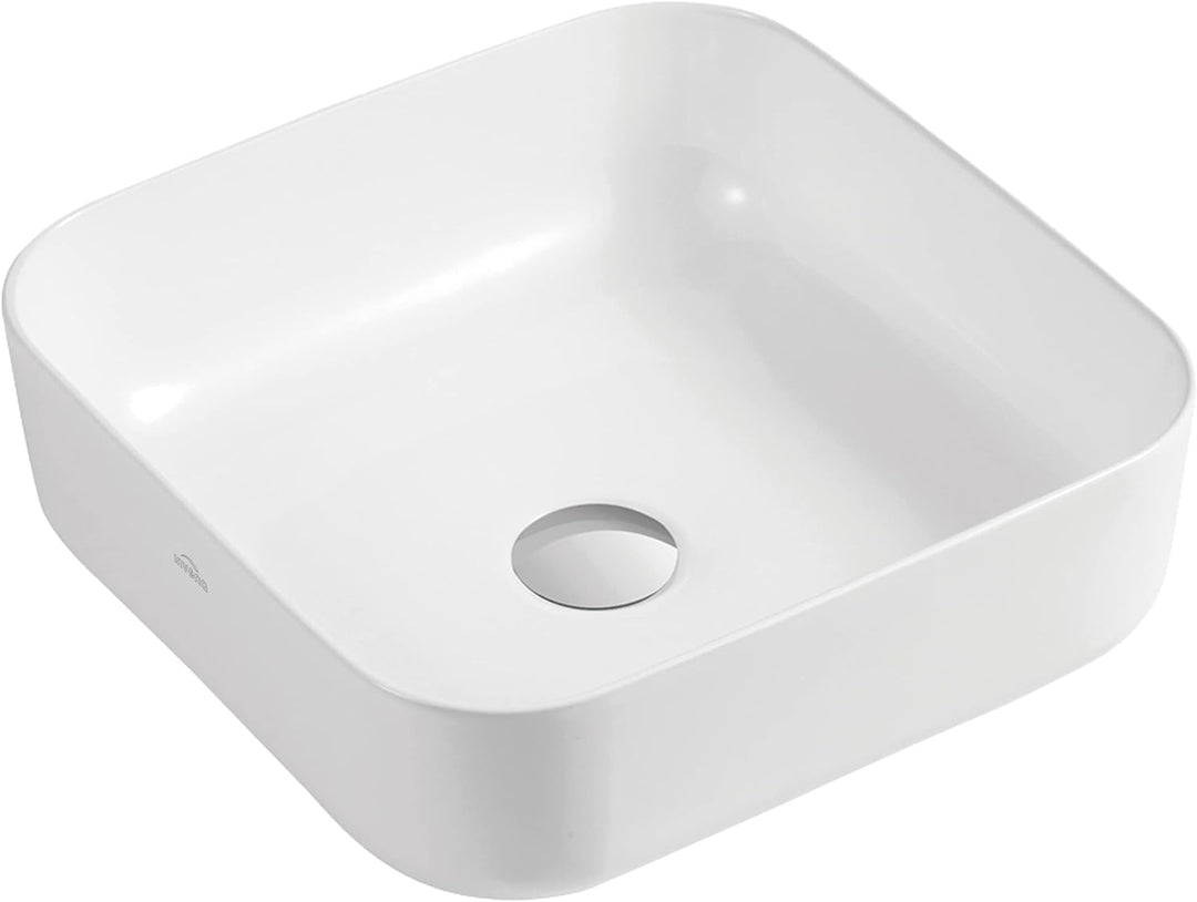 VBChome Waschbecken 39 x 39 cm Keramik Weiss Oval Pop-up ventil Click-Clack Waschtisch Handwaschbeck