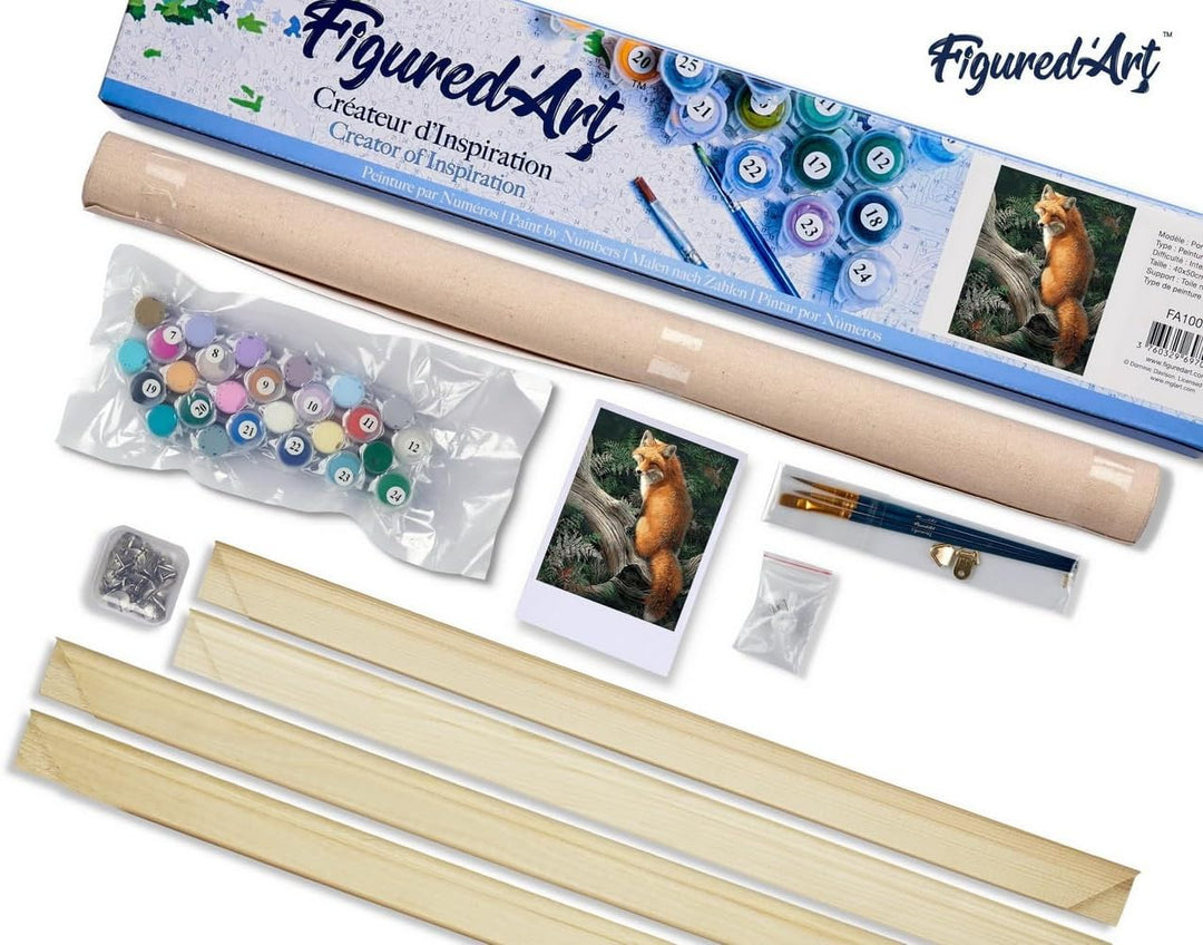 Figured'Art Malen Nach Zahlen Erwachsene Mit Rahmen Fuchs im Wald - Paint by Numbers Basteln DIY Bas