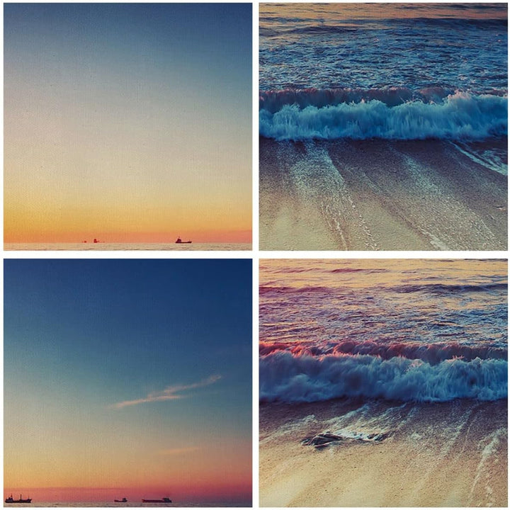 Bilder auf Leinwand 100x70cm Leinwandbild mit Rahmen Meer Strand Welle Gross Wanddeko Bild Schlafzim