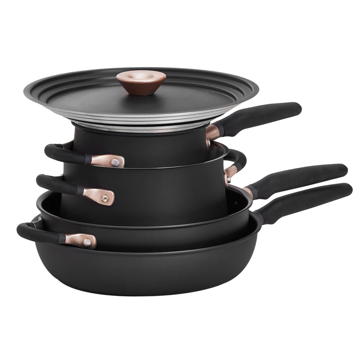 Meyer 81214 Accent Serie Harteloxierte Antihaftbeschichtung Töpfe und Pfannen/Kochgeschirr-Set, Alum
