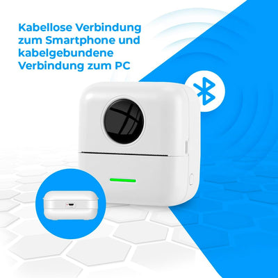 NK Tragbarer Fotodrucker – kabelloser Mini-Thermodrucker für Mobilgeräte, inklusive Papierrolle und