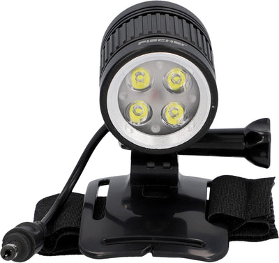 FISCHER Fahrrad Helmlampe | LED Akku Helmleuchte mit 7 Std. Leuchtdauer | Offroad-Action-Leuchte | 4