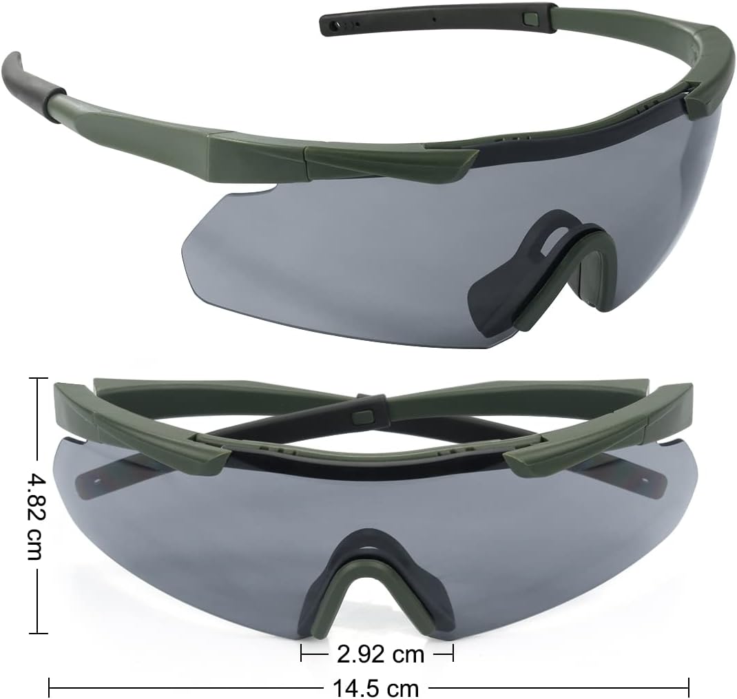 Feyachi Schutzbrille mit 3 Austauschbaren Beschlagfrei &amp; Kratzfest Gläsern, Schiessbrille für Sports