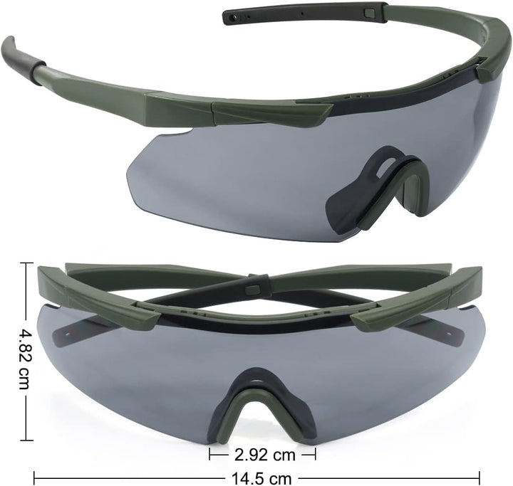 Feyachi Schutzbrille mit 3 Austauschbaren Beschlagfrei &amp; Kratzfest Gläsern, Schiessbrille für Sports