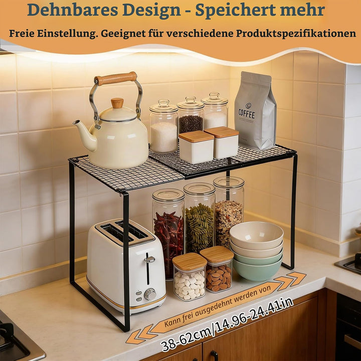 Erweiterbares Schrankregal, 38-62cm Erweiterbarer küchenregal organizer, Stark Regaleinsatz für küch