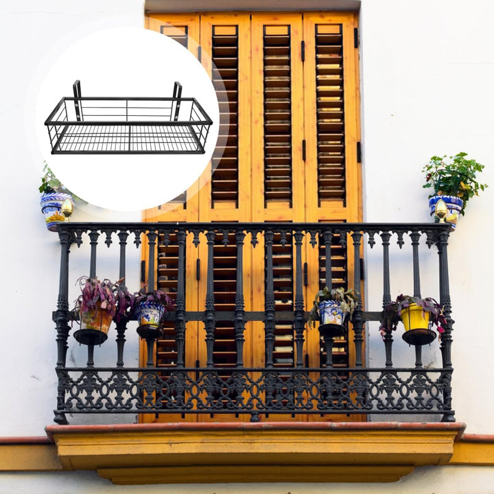 Yardwe Balkon Hängeblumenständer aus Eisen 50cm Geländer Pflanzenhalter für Garten Terrasse Langlebi