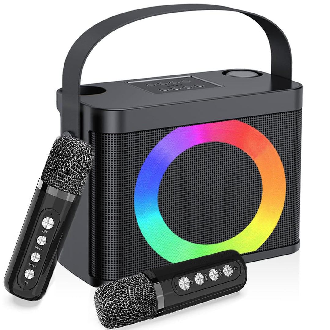Karaoke Maschine,Karaoke anlage mit 2 mikrofonen, tragbaren Karaoke Box, Bluetooth Lautsprecher mit
