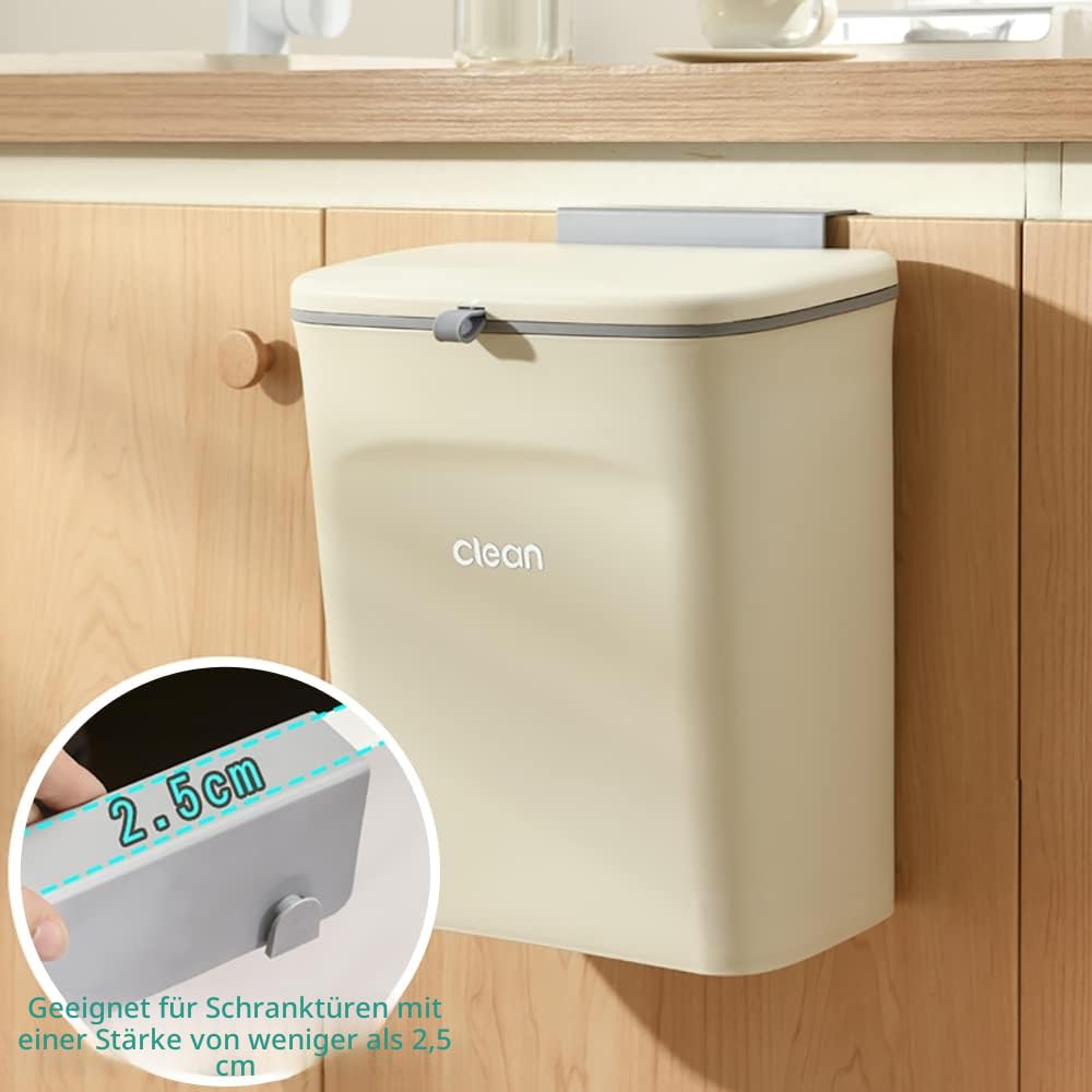 Komposteimer Küche,10L Biomülleimer,Camping Mülleimer,Hängender Mülleimer Küche mit Deckel für Badez