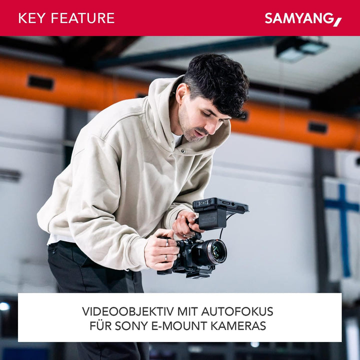 Samyang V-AF 45mm T1,9 FE für Sony E, Videoobjektiv, Auto Fokus Objektiv, Cine Lens 8K Unterstützung