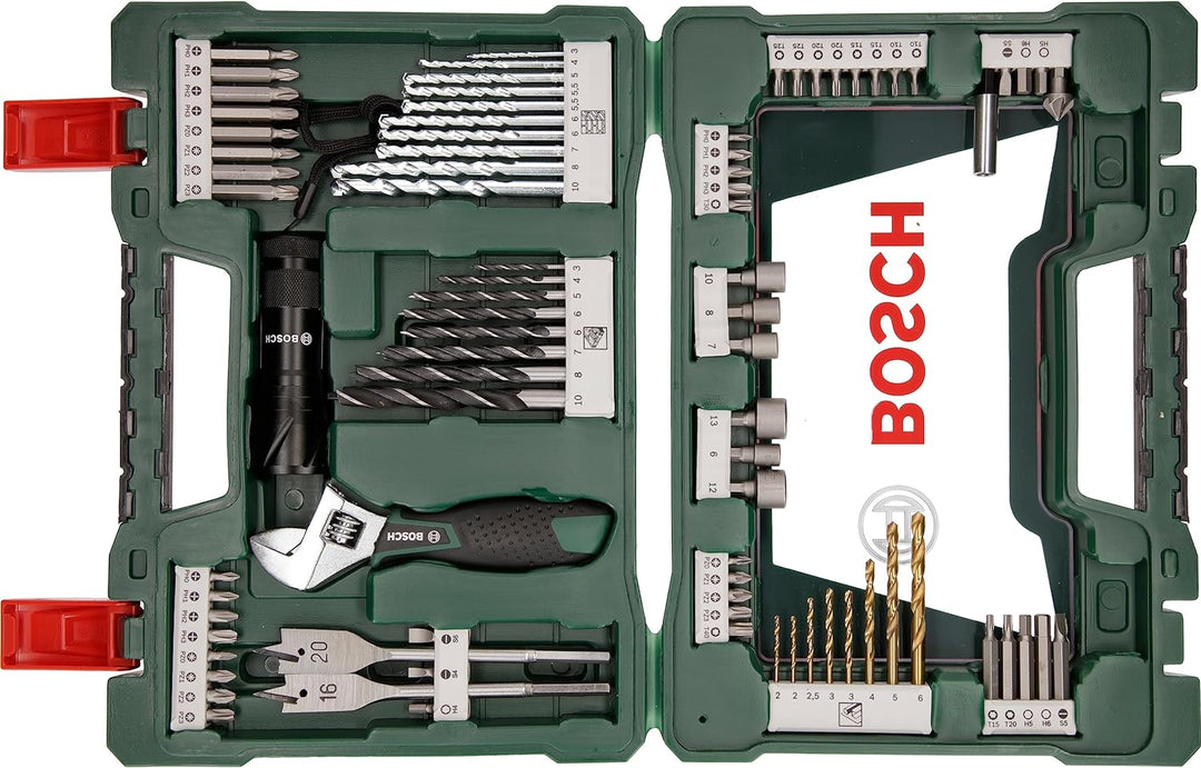 Bosch 83tlg. V-Line Titanium Bohrer und Bit Set (mit LED-Taschenlampe und Rollgabelschlüssel, für Ho