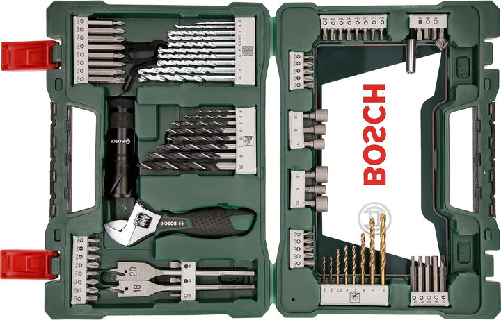Bosch 83tlg. V-Line Titanium Bohrer und Bit Set (mit LED-Taschenlampe und Rollgabelschlüssel, für Ho